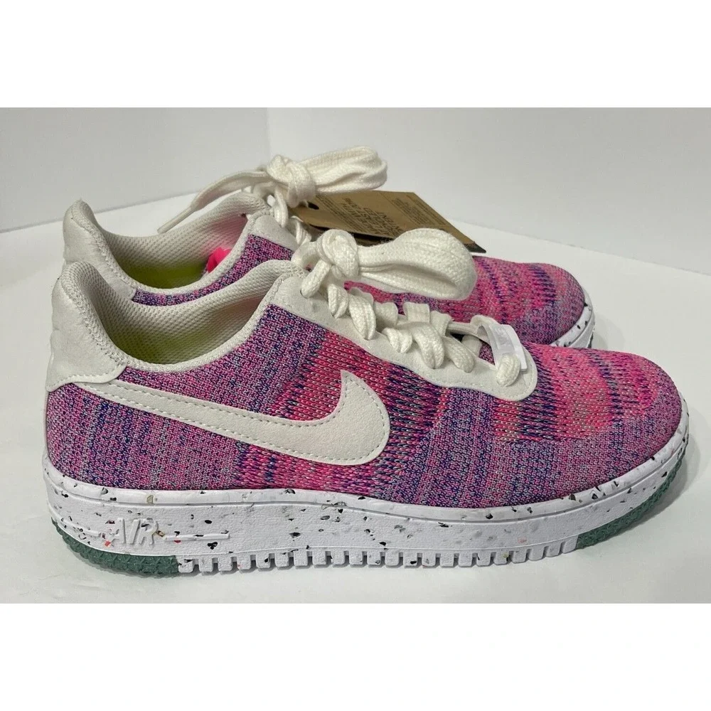 NEW Nike Air Force 1 Crater Flyknit Fuchsia Glow Pink DC7273-500‎ Women's Size 7 - Picture 2 of 6